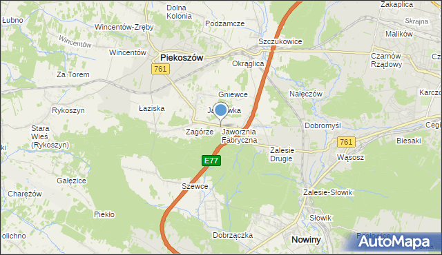 mapa Jaworznia Fabryczna, Jaworznia Fabryczna na mapie Targeo